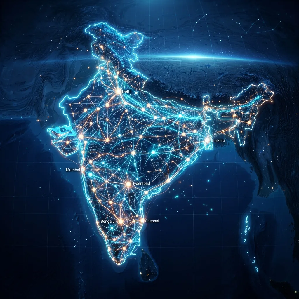 Map of India showing connected scheme delivery points across major cities